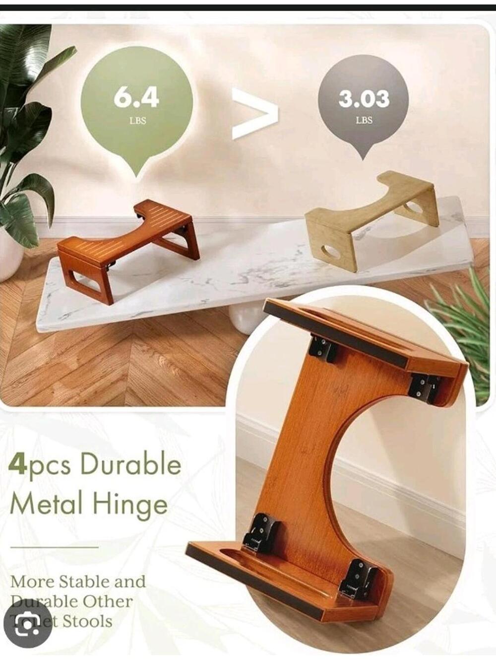 7 inch wood bamboo toilet Stool squat